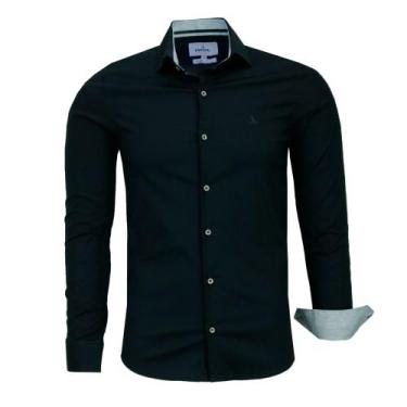 Imagem de Camisa Social Masculina Amil Manga Longa Slim Sem Bolso Com Elastano 1