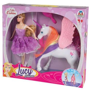 Imagem de Boneca Lucy Princesa Com Unicórnio Brinquedo Braskit