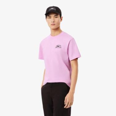Imagem de Camiseta de Algodão Estampada - Lacoste, Rosa, 3GG