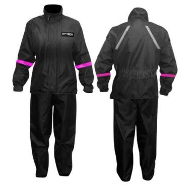 Imagem de Capa chuva gp tech plus nylon feminina preta/rosa g/l impermeável urba