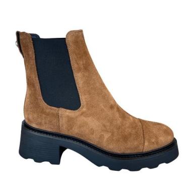 Imagem de Bota Carrano Feminina Cano Curto Saddle Couro Camurça, 38, Saddle