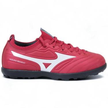 Imagem de Chuteira Society Grama Sintetica Mizuno Regent Jr, Vermelho, Branco, 3