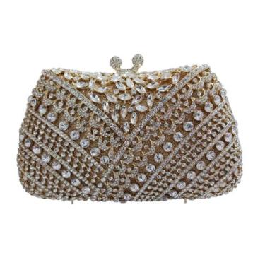 Imagem de Bolsa Clutch Feminina De Festa Luxo Com Cristais E Strass - Lika Bijut