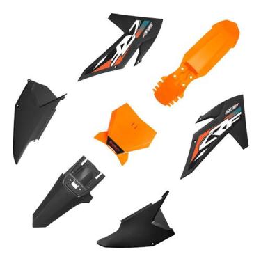 Imagem de Kit Carenagem Biker My23 Crf 230 C/ Adesivos Lançamento 2023, Laranja 
