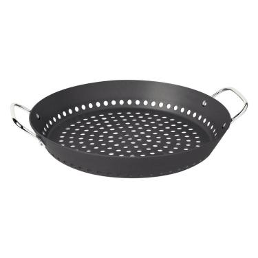 Imagem de Grelha Furada para Churrasco 20889030 em Alumínio Anodizado com Cabo de Aço Inox 30cm Grafite Tramontina