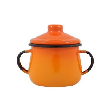 Imagem de Açucareiro Esmaltado Laranja 0,38L para Servir e Decorar em Aço Especial para Mesa Ewel