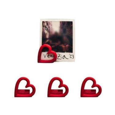 Imagem de Kit 5 Porta Fotos Coração Suporte Decorativo para Polaroid, Mesa, e Pr