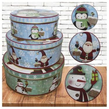 Imagem de Conjunto De Latas Natalinas Turma Do Polo Norte Para Doces Chocolates 
