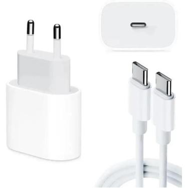 Imagem de Carregador 20W Turbo Fonte USB-C + Cabo 1M Compatível com Iphone 15 15