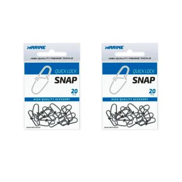 Imagem de Snap Marine Quick Lock Preto n° 0 e 2 Kit 40un Nickel Pacu Predadores Robusto