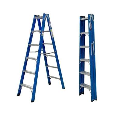 Imagem de Escada Tesoura Dupla Fibra Premium 6 Degraus 1,8Mts TAFDP6 W BERTOLO -