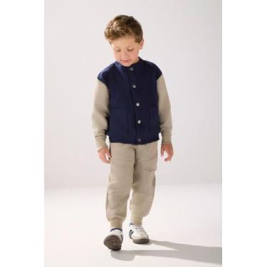 Imagem de Conjunto Menino Casaco em Moletom e Calça Flanelada Valent, Azul marin