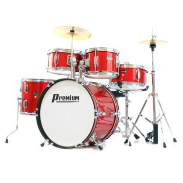 Imagem de Bateria Infantil Premium DX45J Vermelha com 5 Tambores, Infantil, DX45