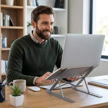 Imagem de Base De Apoio Regulável Para Notebook Design Dobrável D Mesa - PREMIUM