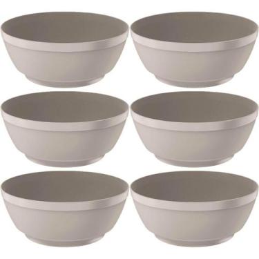 Imagem de Kit 6 Saladeiras Bege Luna 3,5L Tigela Redonda para Restaurante 25cm P
