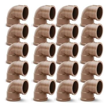 Imagem de Kit 20 Cotovelo Joelho Soldável 25mm 3/4 90 Marrom Krona