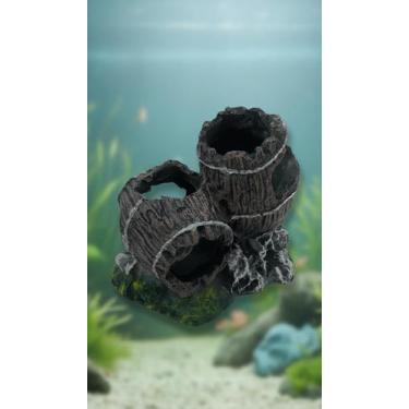 Imagem de Enfeite Aquário Barrica Dupla Toca Resina - Congratulations Store