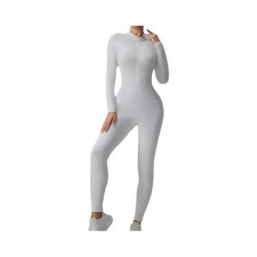 Imagem de Macacão Feminino Slim Fit Com Zíper Frontal Para Treino, Yoga, Dança E