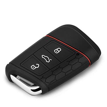 Imagem de WSWJDW Capa de silicone para carro remoto capa chaveiro anel chave bolsa, apto para Volkswagen VW Magotan Passat B8 Golf para Skoda Superb A7, preto