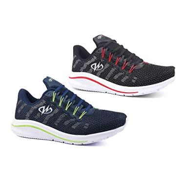 Imagem de Kit 2 Pares Tênis De Academia Runway Training Masculino Tamanho:40;Cor:Marinho Verde e Preto Vermelho