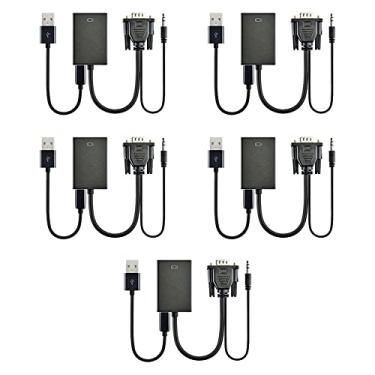 Imagem de Cabo Conversor De Vídeo VGA Macho Com Audio P2 Para HDMI Fêmea Com Alimentação USB Exbom CC-VHA30