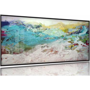 Imagem de Quadro Decorativo Abstrato Tons Claros 130x60 Moldura Preta 2x2
