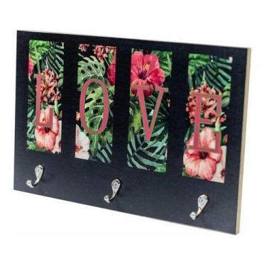 Imagem de Porta Chaves Decorativo Mdf 3 Ganchos - Lidecor