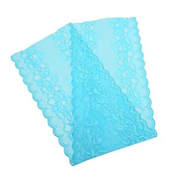Imagem de Fita de guarnição de renda, costura macia guarnição de renda desenhos florais decorações de artesanato tecido para avental travesseiro vestidos faça você mesmo 10 jardas 23 cm(Lagoa Azul)