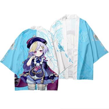 Imagem de Genshin Impact Zhongli Qiqi Klee Jaqueta Cardigan Costume Cosplay Tops Xale Manga 3/4 Manto