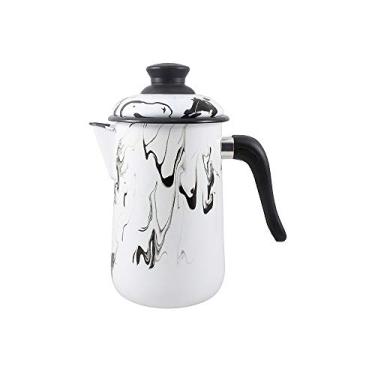 Imagem de Bule para Café 14 Esmaltado Marmorizado Preto - 1500 ml - Ewel