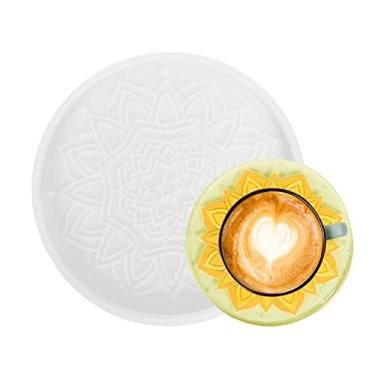 Imagem de porta-copos mandala - porta-copos resina mandala para tapete copo bebida quente/fria, resina silicone para decoração casa, 2 formas Kot-au