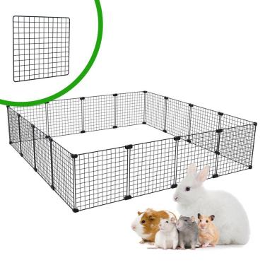 Imagem de Cercado para Porquinho da Índia Hamster Twister Chinchila Gerbil 120x120cm Malha 2,5cm Preto