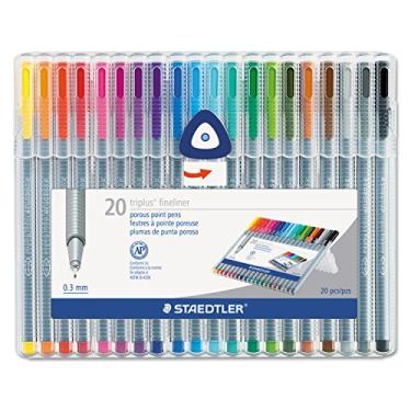 Imagem de Conjunto de 20 cores Staedtler 334SB20A6 marcador triplus fino, à base de água