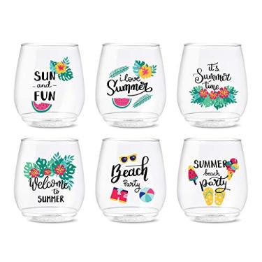 Imagem de TOSSWARE POP 400 ml Vino Summer Sips 1 série, conjunto de 6, taças de vinho de plástico de qualidade premium, recicláveis, inquebráveis e transparentes