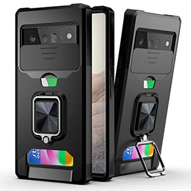 Imagem de YUNCHAO Caixa de telefone Para Google Pixel 6 Pro Design de capa de câmera deslizante PC + TPU Chefe de choque com suporte para anel e slot de cartão capa para celular