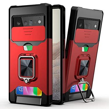 Imagem de YUNCHAO Caixa de telefone Para Google Pixel 6 Pro Design de capa de câmera deslizante PC + TPU Chefe de choque com suporte para anel e slot de cartão capa para celular