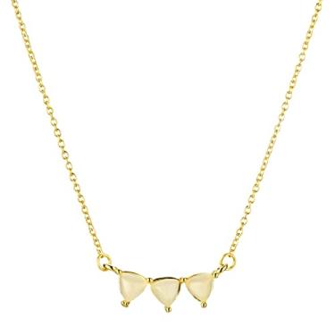 Imagem de YUHUAWF Colar de prata esterlina 925 moda simples triângulo pingente colar feminino requintado pingente de festa jóias ajustável para mulheres