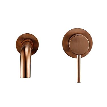 Imagem de Lavatório torneira do banheiro água quente e fria montagem na parede misturador pia torneira giratória banho com alça de alavanca única, escova rosa, 210 mm, China