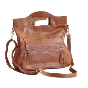 Imagem de Bolsa Transversal Tiracolo Social em Couro Legitimo (Caramelo)
