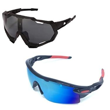 Imagem de Kit 2 Óculos De Sol Esportivo Masculino Feminino Preto Uv400