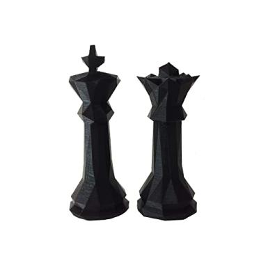 Imagem de Estatuetas Rei e Rainha - Peças decorativas De Xadrez - Decoração - Toque 3D Cor:Preto