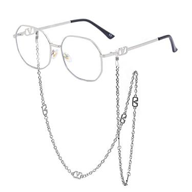 Imagem de Óculos de sol retrô com corrente masculino feminino luxo anti-queda cordão uv400 óculos óculos fashion metal, c10, tamanho único