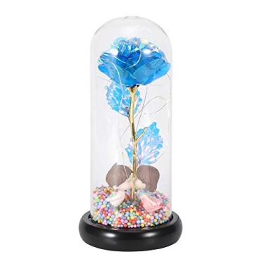Imagem de Lâmpada Rosa, Lâmpada Rosa Romântica Inovadora Decoração LED Flor Luz Presente para Casamento Aniversário Dia Dos Namorados (Azul)