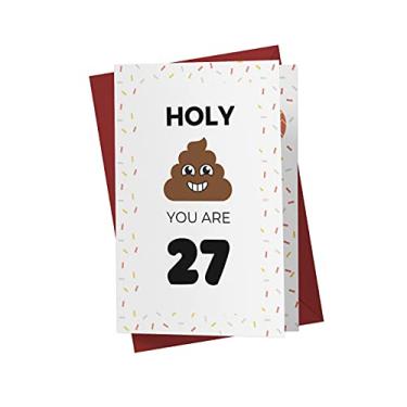 Imagem de Cartão engraçado de aniversário de 27 anos – Cartão de aniversário engraçado de 27 anos – Cartão de feliz aniversário de 27 anos – Cartão hilário de aniversário de 27 anos – com um envelope vermelho