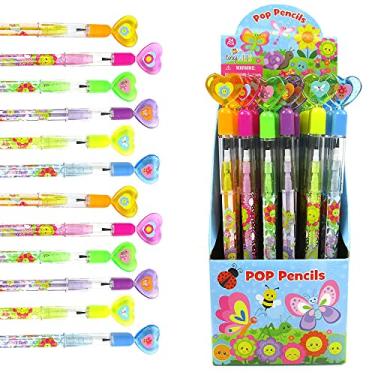 Imagem de TINYMILLS 24 Pçs Primavera Flores Borboleta Multi Ponto Empilhável Empilhável Empilhável Sortimento de Lápis com Borracha para Lembrança de Festa Prêmio Carnaval Recompensas de Sala de Aula