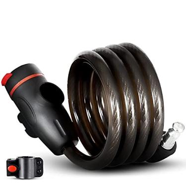 Imagem de Trava de bicicleta, travas de bicicleta trava de cabo chaves seguras espiraladas trava de cabo de bicicleta com suporte de montagem, diâmetro de 12 mm (cor: B) pequena surpresa
