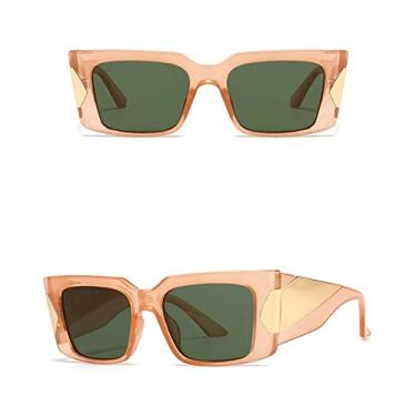 Imagem de Óculos de sol femininos vintage óculos de sol grandes, óculos de sol quadrado preto, óculos de sol grandes e largos, verde laranja C6, tamanho único
