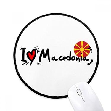 Imagem de DIYthinker I Love Macedonia Word Flag Love Heart Illustration Mouse Pad Desktop Office Round Mat para Computador