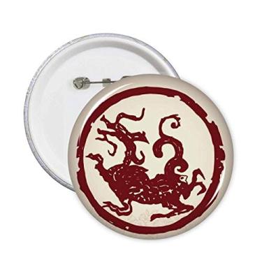 Imagem de Broche de retrato de dragão chinês com emblema de botão, 5 peças