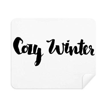 Imagem de DIYthinker Limpador de tela de pano de limpeza de escrita à mão com citação aconchegante de inverno, 2 peças de tecido de camurça